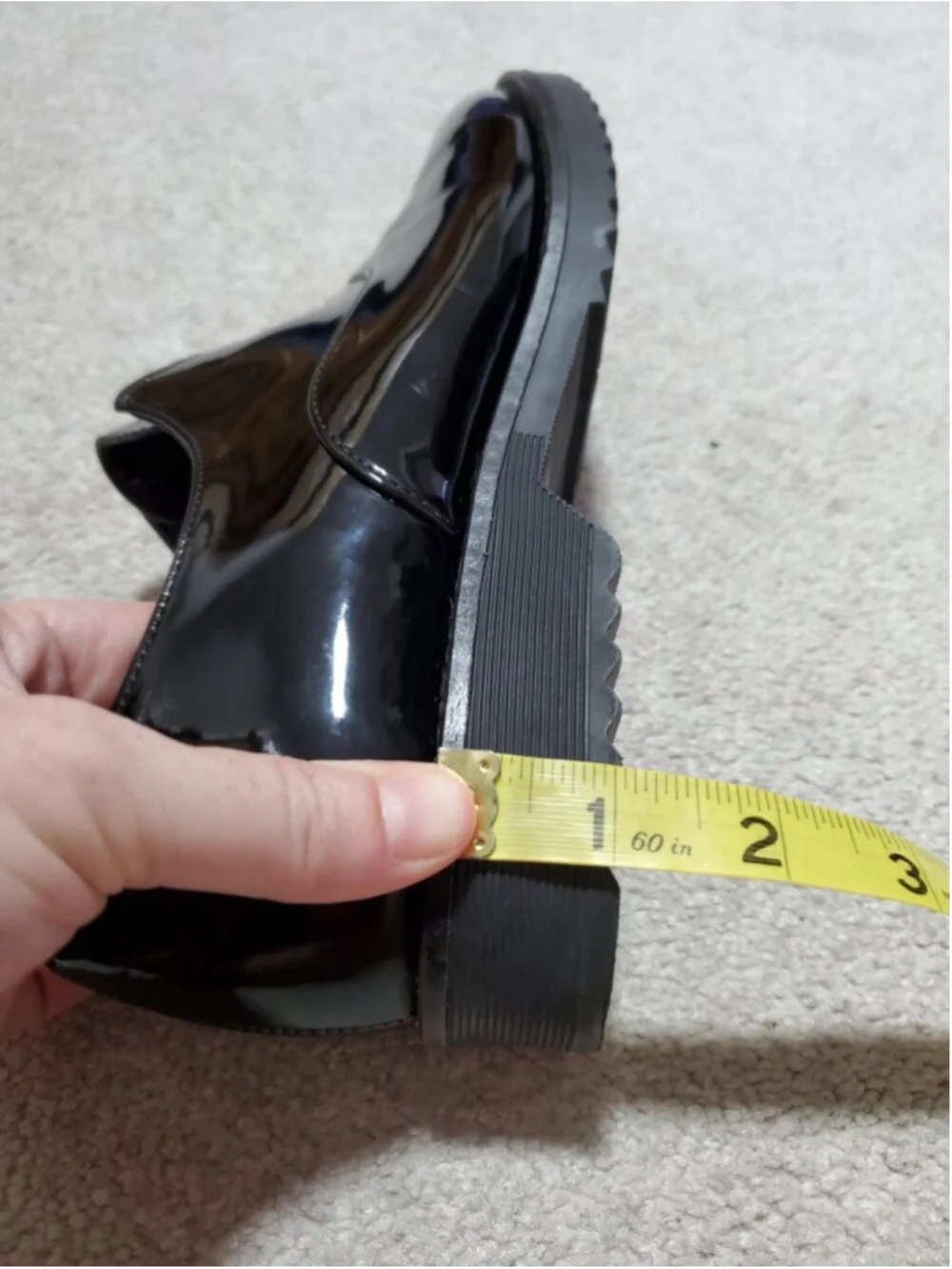 PALMROTH ORIGINAL Patent Leather Loafers Oxfords Black Sz 9.5 Slip-On Lug Sole